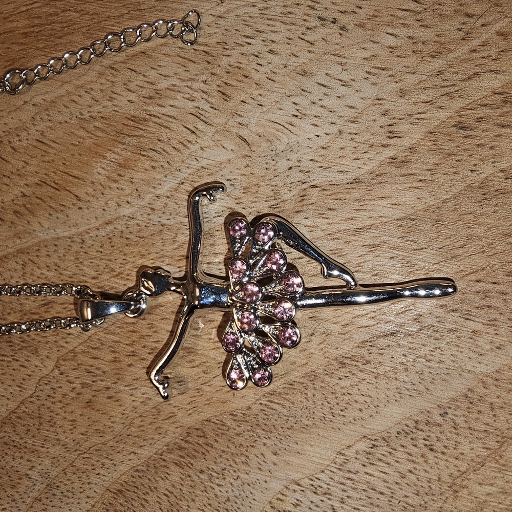Elegant Pink Ballerina Pendant Necklace